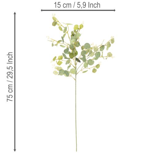 Kunstig eukalyptusgren med runde blader, 75 cm, 4 stk. | Floristik24.no