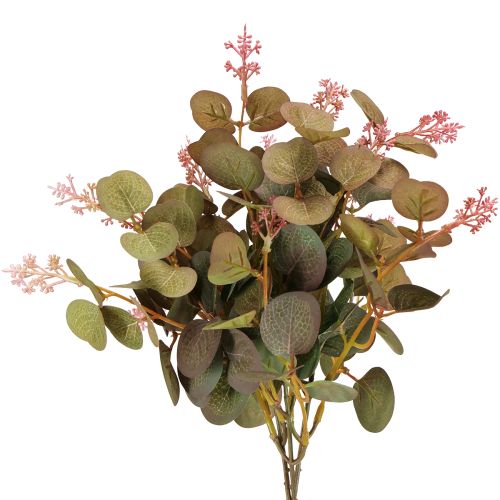 Floristik24 Kunstige eukalyptusgrener med rosa blomster, 45 cm, 3 stk.