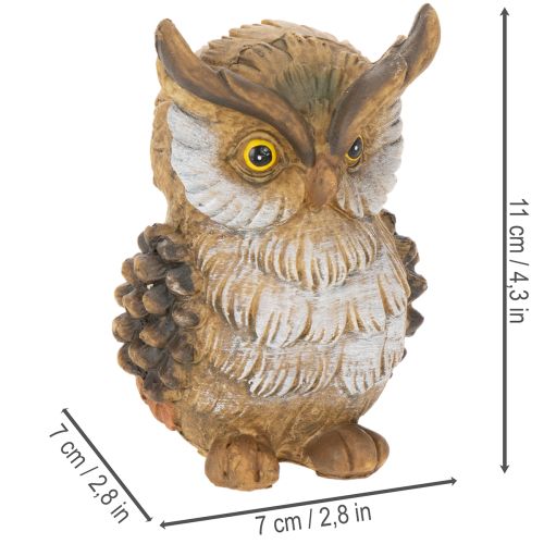 Uglefigur, liten sittende ugle, dekorasjon, 11 cm | Floristik24.no