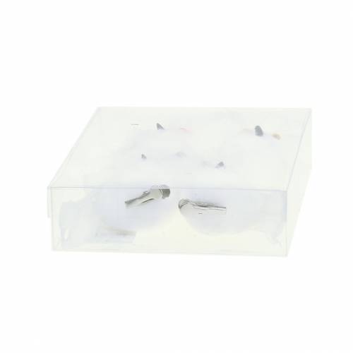 Floristik24 Dekorativ ugle på klips hvit 10cm 4stk