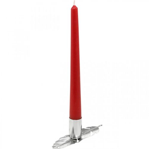 Floristik24 Fjær med lysestake, metallfjærer, lysestake sølv Ø2,2cm L13cm 4stk