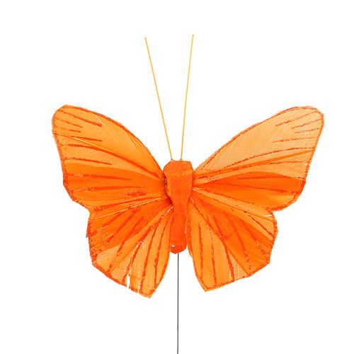 gjenstander Fjærsommerfugl 8cm oransje 24stk