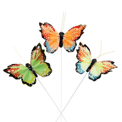 Floristik24 Fjærsommerfugl 9cm assortert 12stk