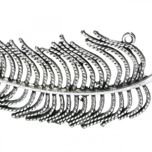 Floristik24 Fjær for dekorasjon, spredt dekorasjon, metallfjær, smykker som gjør sølv L8cm 10stk