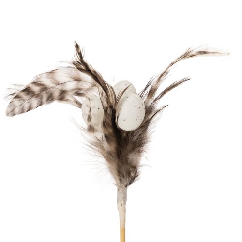 Dekorative fjærgrenpinner med naturlige fjær, påskedekorasjon for elegante arrangementer, 37 cm, 12 stk.