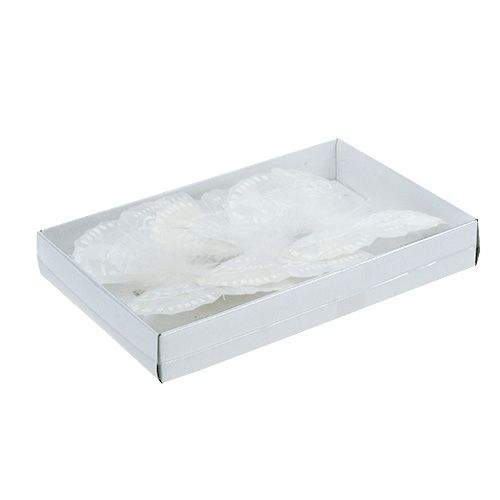 Floristik24 Fjærsommerfugl 11,5 cm med klips hvit 3stk