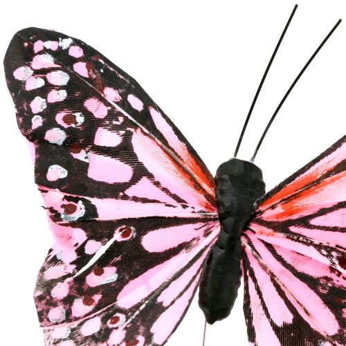 gjenstander Sommerfugl på wire rosa 11cm 12stk