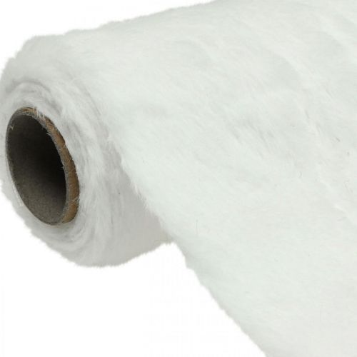 Bordløper fuskepels hvit dekorativ pels bordbånd 15×200cm