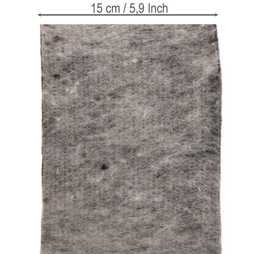 Tofarget hengsel til potte i ullfilt, grå/svart, 15 cm x 5 m | Floristik24.no