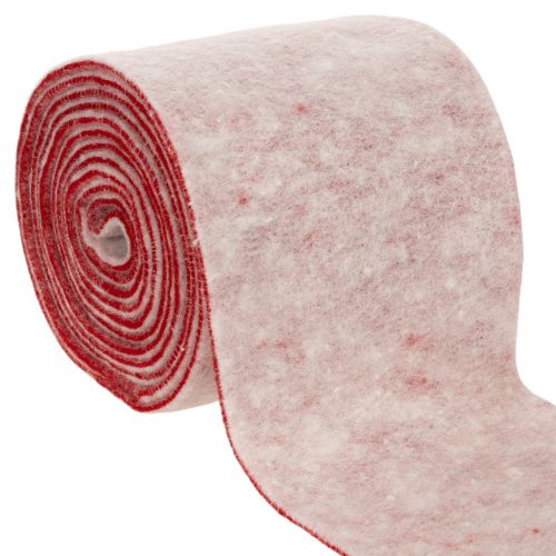 Filtbånd, 100 % ull, tofarget, som gryteklut, filtbånd hvitt/rødt, 15 cm x 5 m kjøpe | Floristik24.no
