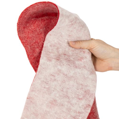 Filtbånd, 100 % ull, tofarget, som gryteklut, filtbånd hvitt/rødt, 15 cm x 5 m | Floristik24.no