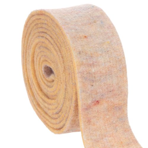 Filtbånd som tofarget gryteklute laget av ren ull, oransje/flerfarget, 7,5 cm bred, 5 m lang
