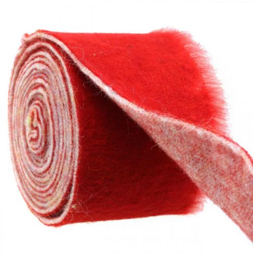 Filtbånddekorasjon tofarget rød, hvit Grytebånd jul 15cm × 4m