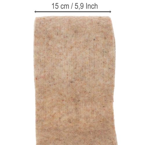 Filtbånd av ullfilt, tofarget, selges i metervare for kreative prosjekter, brun/hvit, 15 cm x 5 m | Floristik24.no