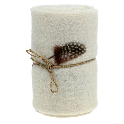 Floristik24 Filt båndkrem med mønster fjær 15cm 2m