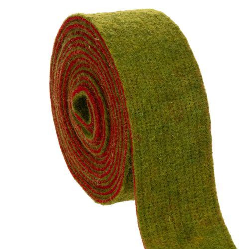 Filttape, tofarget grytekluttape, 100 % ull, rød/grønn, 7,5 cm bred, 5 m lang kjøpe | Floristik24.no