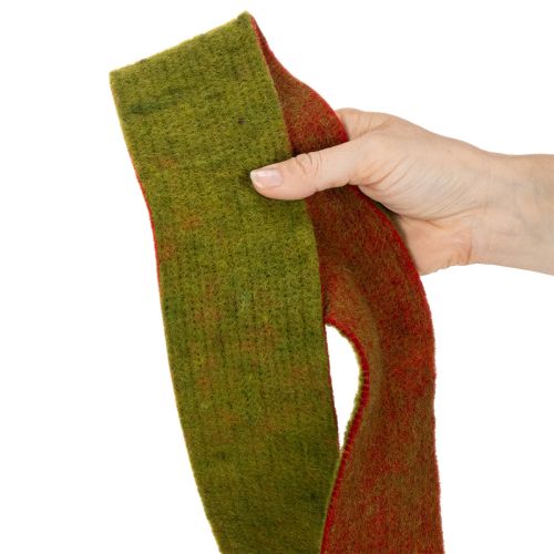 Filttape, tofarget grytekluttape, 100 % ull, rød/grønn, 7,5 cm bred, 5 m lang | Floristik24.no