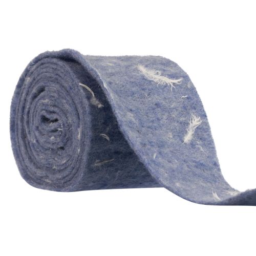 Filtbånd ullbånd dekorativt stoff blå fjær ullfilt 15cm 5m