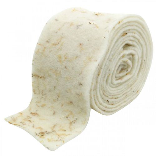 Floristik24 Filtbånd deco krem med gule blomster pottebånd 15cm×5m