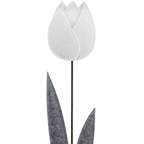 gjenstander Filt blomsterfilt deco blomst tulipan hvit H68cm