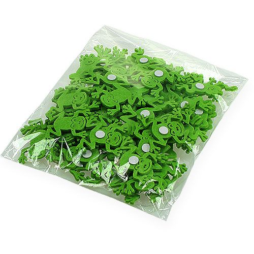 Floristik24 Filt frosk med lim prikk grønn 5,5cm 72 stk