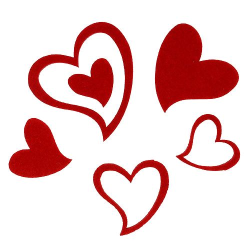 Floristik24 Filthjerter blanding 3cm - 7,5cm rød 72 stk