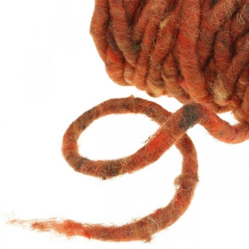 gjenstander Filtsnor fleecesnor brun, rød saueulltråd 20m