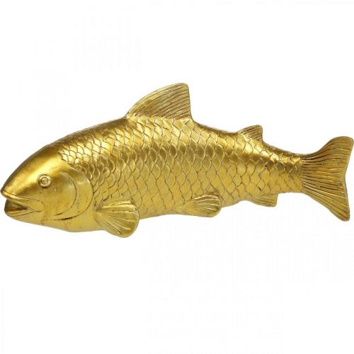 Floristik24 Dekorativ fisk å sette ned, fiskeskulptur polyresin gylden stor L25cm