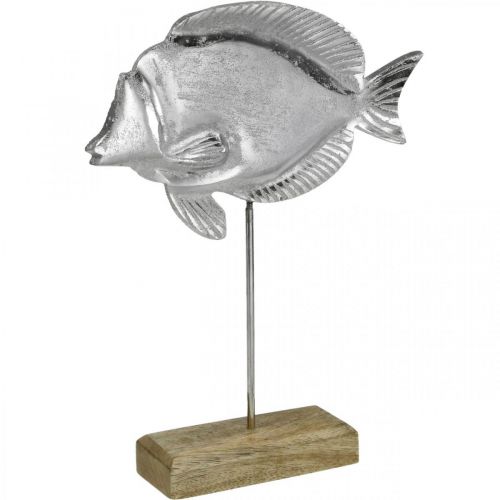 gjenstander Dekorfisk, maritim dekorasjon, fisk av sølvmetall, naturfarge H28,5cm