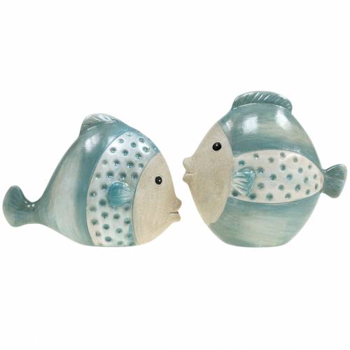 Floristik24 Dekorativ fisk terrakottablå, grå H14cm / 12,5cm sett med 2