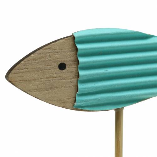 gjenstander Dekorative plugger fisketre turkisblå hvit 8cm H31cm 24stk