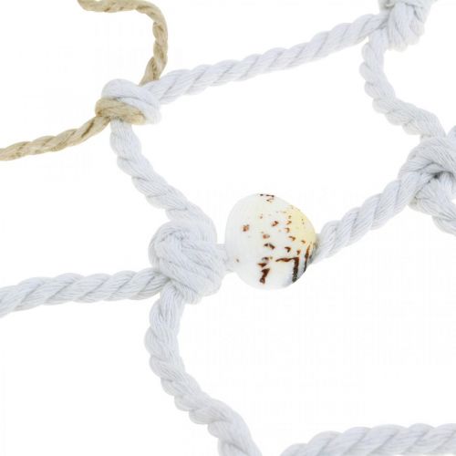 Floristik24 Fiskenett med skjell og drivved, maritimt, dekorativt garn, marinepynt 72 × 120cm