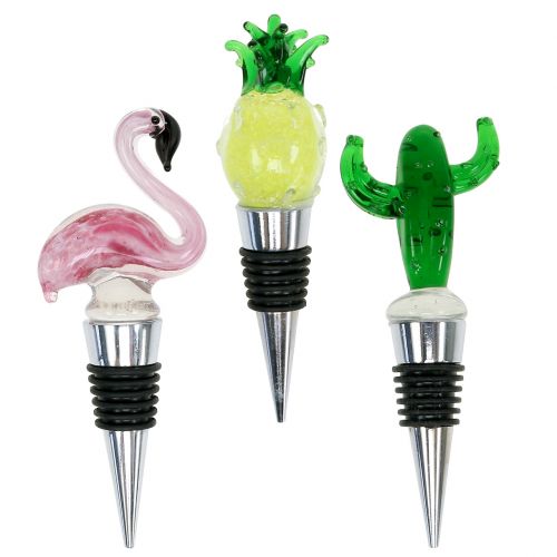 Floristik24 Flaskestopper med figurer laget av glass 11-12cm 3stk