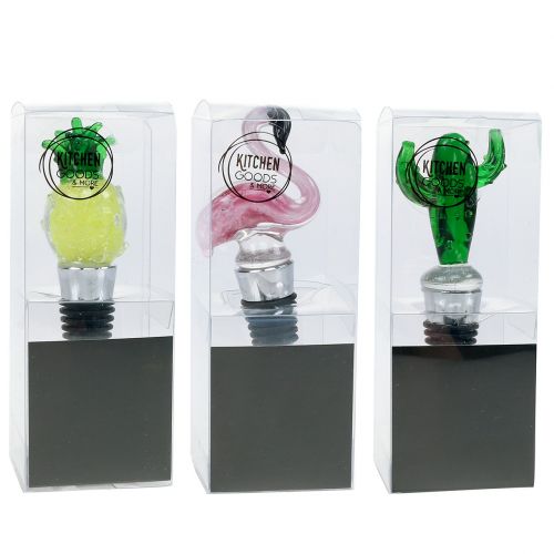 Floristik24 Flaskestopper med figurer laget av glass 11-12cm 3stk