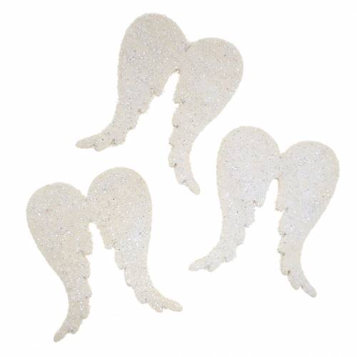 Floristik24 Spreddekor englevinger glitter hvit 5cm 48 stk