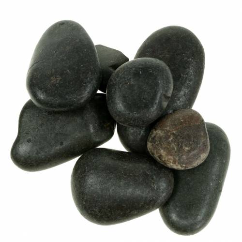 Floristik24 River Pebbles Matt Svart Naturstein Dekorative Stones L15–60 mm B15–40 mm 2 kg