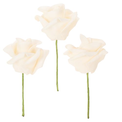 Kunstig rose, kremfarget, 10 cm blomst på stilk, 100 stk. kjøpe | Floristik24.no