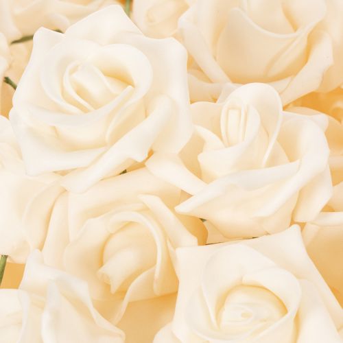 Kunstig rose, kremfarget, 10 cm blomst på stilk, 100 stk. | Floristik24.no