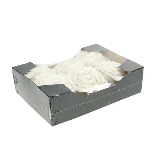 Floristik24 Skumrose hvit med perlemor Ø10cm 6 stk