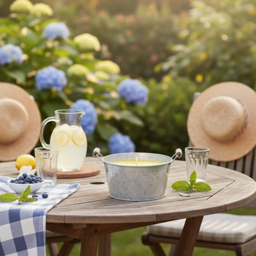 gjenstander Citronella utendørslys i bøtte: Stemningsfull belysning og insektmiddel, 15 cm