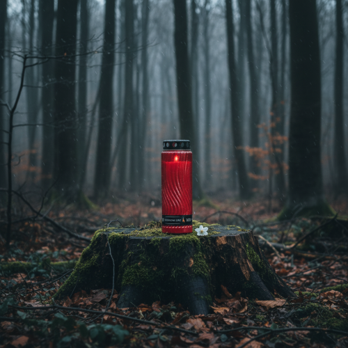 gjenstander Gravlys lokk motiv blomst rød svart 10 dager H27cm