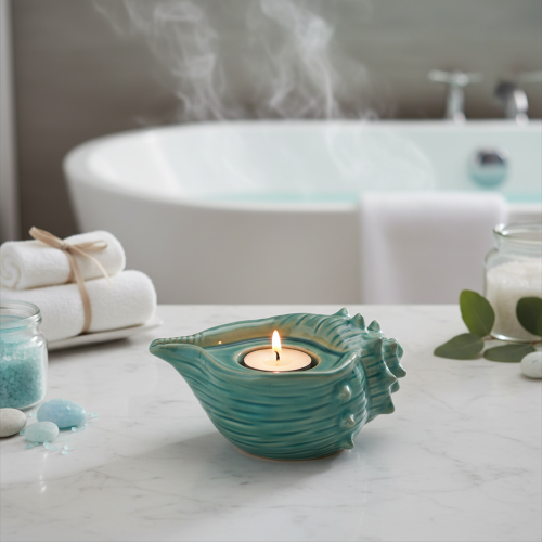 gjenstander Telysholder skjell dekorativt bordlys bad stue 16cm