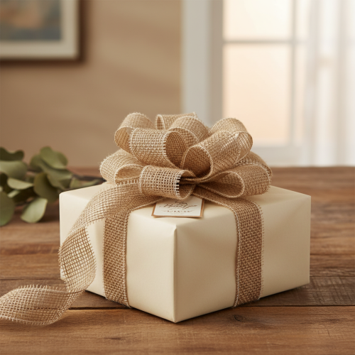 gjenstander Naturlig jutebånd, 5 cm bredt, 40 m langt