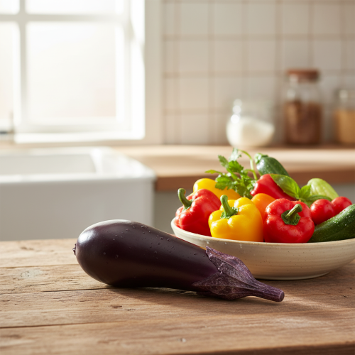 gjenstander Grønnsaksdekor aubergine mat dummy 15cm