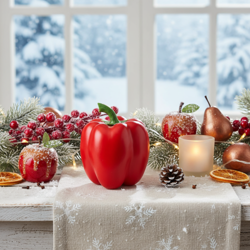 gjenstander Dekorativ vegetabilsk pepper rød food dummy H10cm