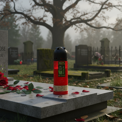 gjenstander Gravlys rød vegetabilsk olje ICP-lys til minne H24cm