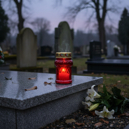 gjenstander Gravlys til høstlig gravdekorasjon til Allehelgensdag og De dødes søndag, 13 cm, 8 stk.
