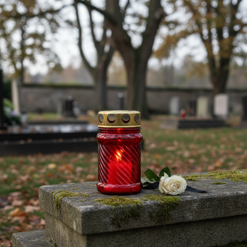 gjenstander Grav lys glass rød Ø6cm H10,5cm 1 stk