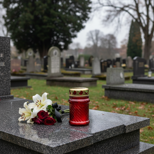 gjenstander Vindtett gravlys med dekorasjon for lang brenntid ved graven, 11 cm, 12 stk.