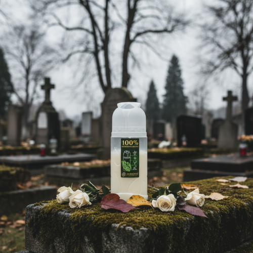 gjenstander Gravlys, hvitt, vegetabilsk olje ICP, brennetid 4 dager, H20 cm